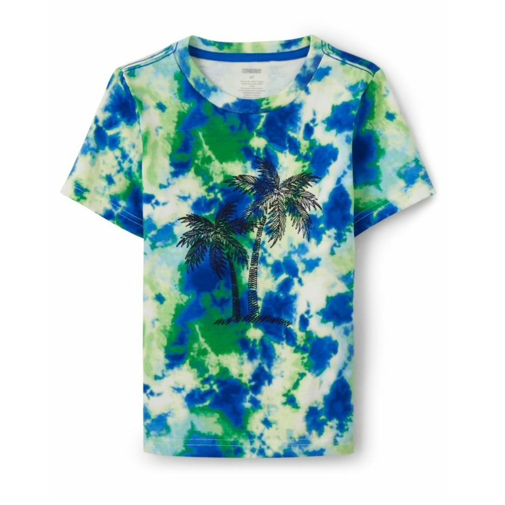Children's Place, Boys Tie Dye Embroidered Palm Tree Tee Shirt, Multicolor, 2T